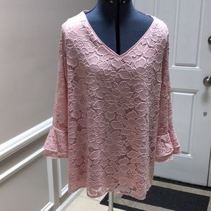 Roz & Ali Pink Lace Tunic